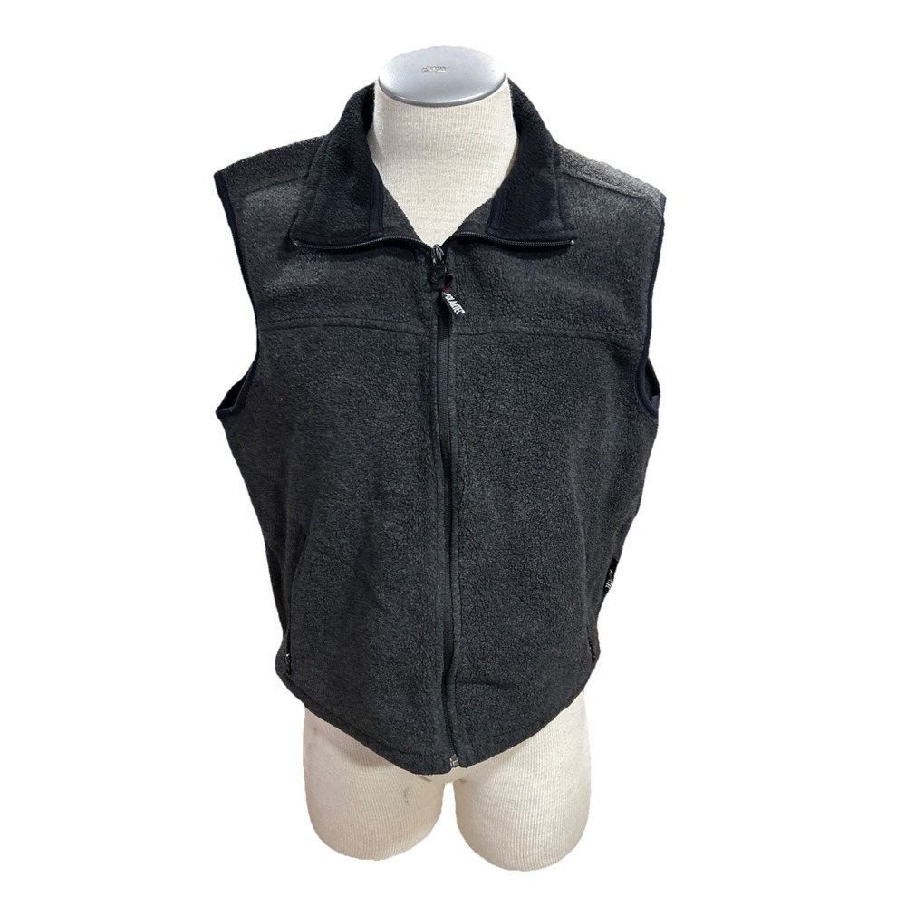 Eddie Bauer Polartec Vest Mens Large Grey Black Fleece Full Zip Sleeveless